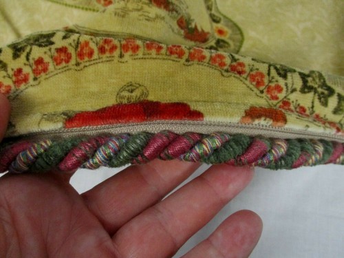 4 FUNDAS DE ALMOHADA DE TERCIOPELO VINTAGE FUNDAS con CESTA DE FRUTAS Y FLORES ~ 22" CUADRADAS - Imagen 4 de 6