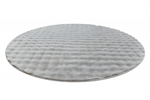 MODERN dicker weicher Teppich Rund Blase Kreis Silber Kaninchenfell Imitation - Bild 3 von 11