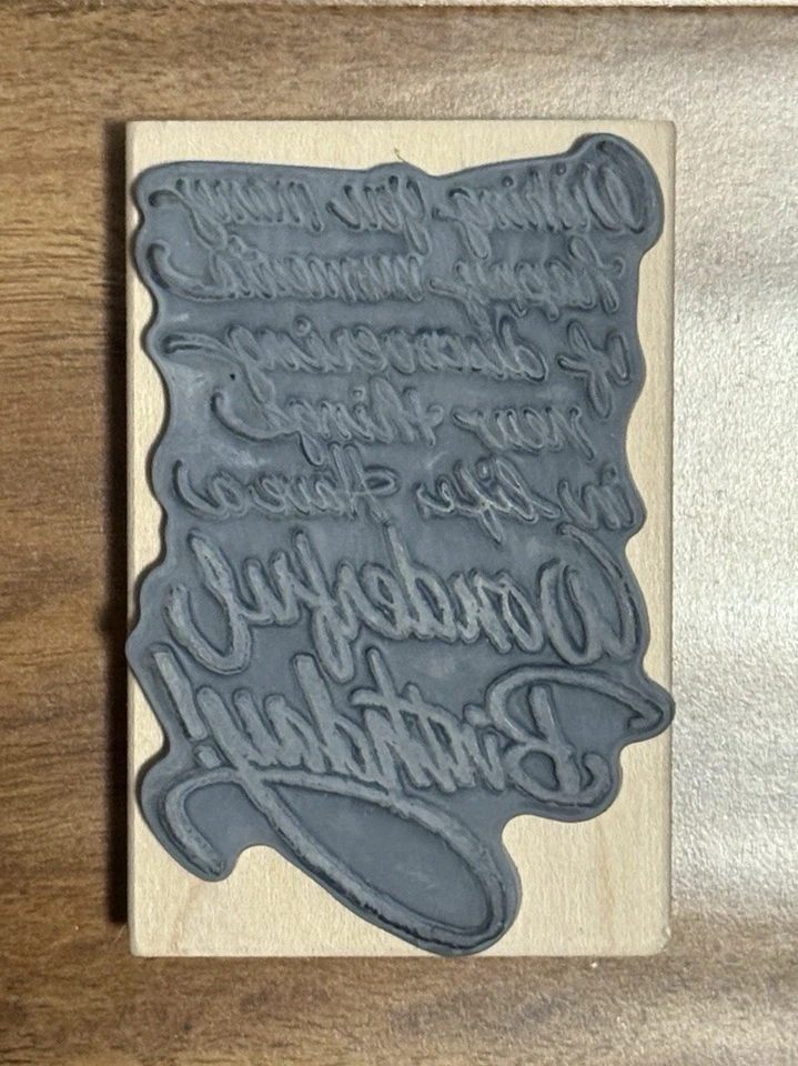 NEW Stampendous Birthday Wish M015 Wood Mounted Rubber Stamp - Image 4 of 4