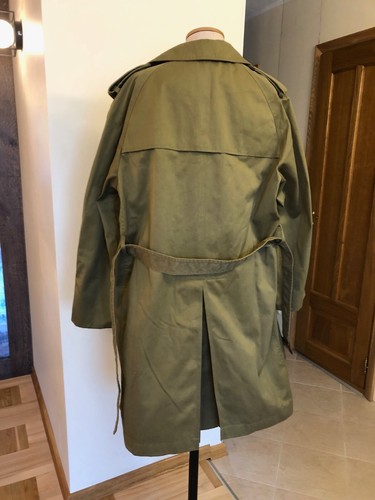 Vintage MILITARY Army trench coat khaki Cotton Pockets Long Oversized Sz M/L - Picture 6 of 14