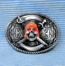 Skull Crossed Swords Belt Buckle Biker Pirate Cosplay Halloween .GTA468