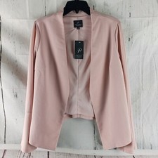 Adrianna Papell Women Size M Smoke Rose Crepe Knit Open Front Jacket NWT 98