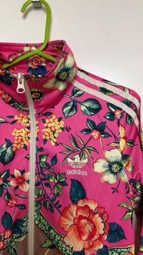 Rare Adidas x FARM Jardineto Track Jacket Floral Firebird Pink Trefoil Sz S UK8 - Picture 5 of 10