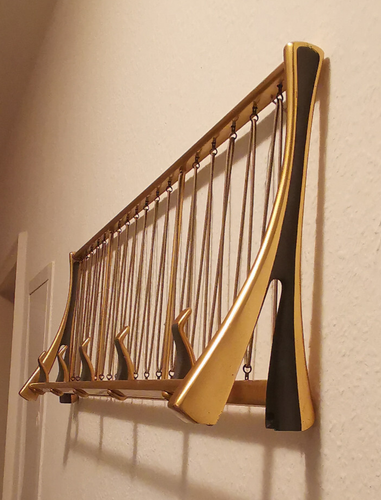 Wandgarderobe Garderobe mit Hutablage 5 Haken in Gold Vintage - Picture 4 of 24
