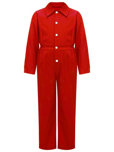 Unisex Kids Long Sleeve Mechanic Coverall Turn-down Collar Jumpsuit Rompers - Picture 9 of 110