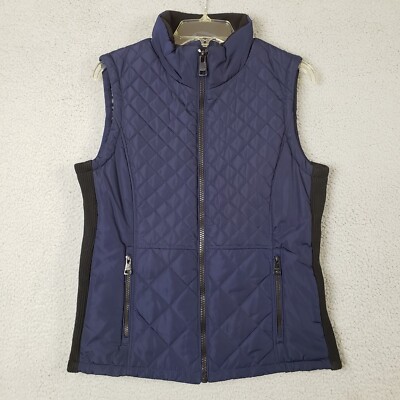 Andrew Marc Puffer Vest Womens Medium Blue Quilted Full Zip