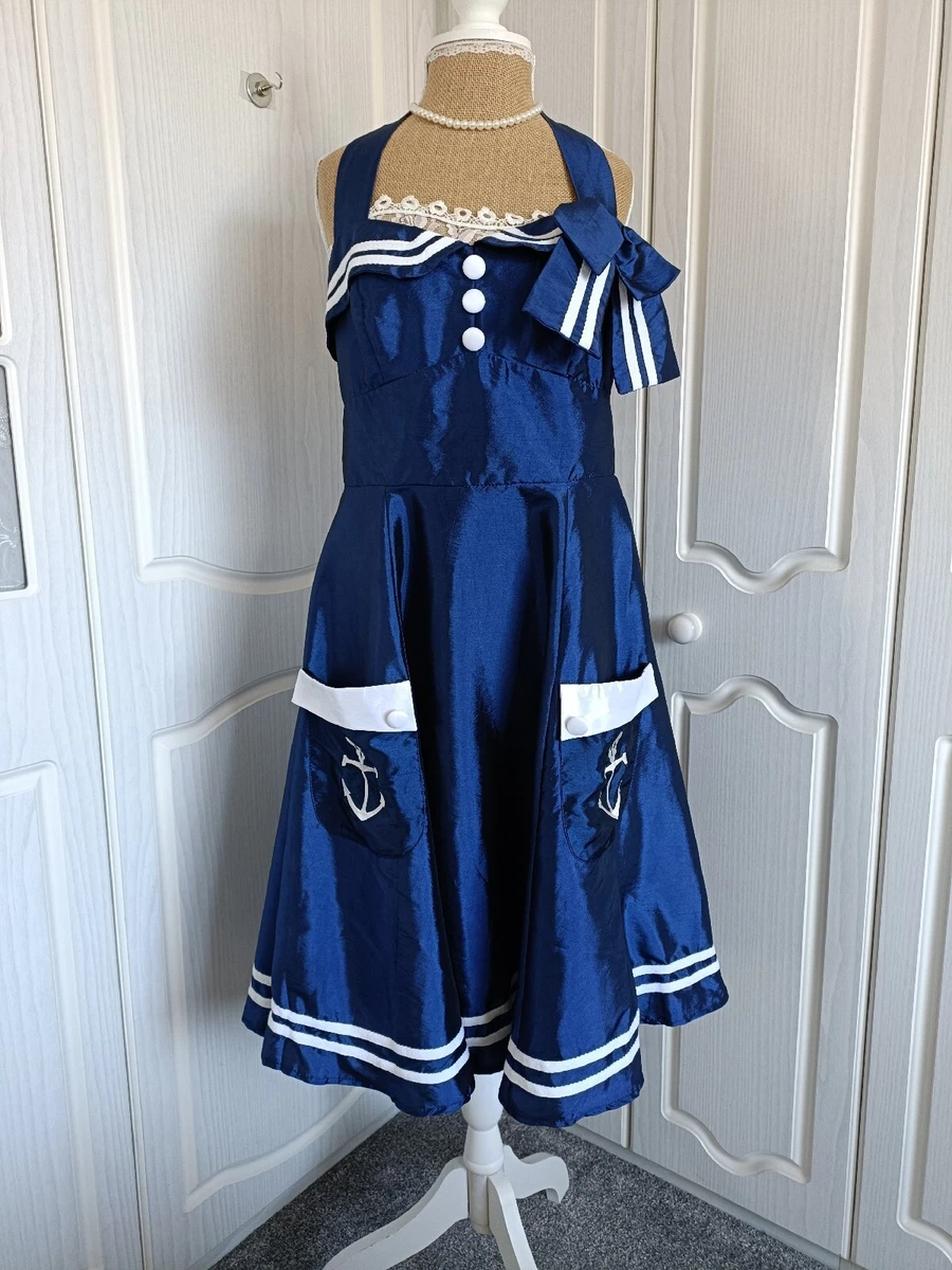 Blue and top white sailor dress