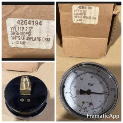 Wika Pressure Gauge 0-400psi 0-27.5 bar 2 3/4  White face 1/4SAE
