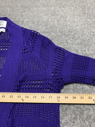 Liz Claiborne Womens Open Cardigan Sweater Size S Blue Crochet - Picture 9 of 10