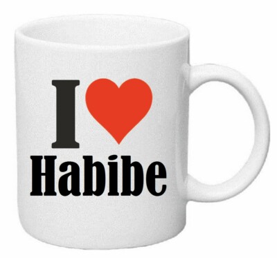 Kaffeetasse I Love Habibe Keramik Höhe 9,5cm in Weiß