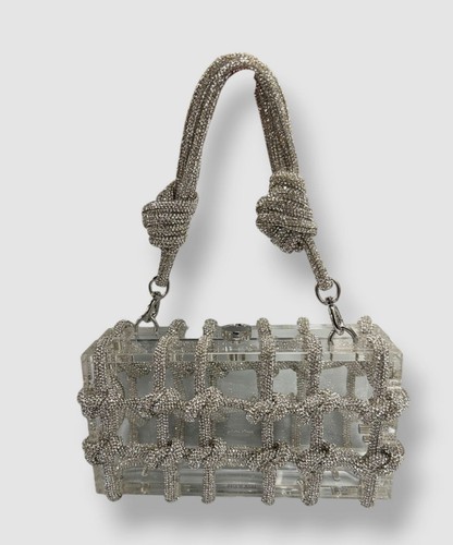 Cult Gaia Womens Clear Bess Acrylic Handbag Purse Clutch Bag