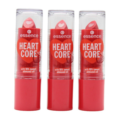 3x essence Heart Core Fruity Lip Balm 02 Sweet Strawberry mit Mandelöl 3 x 3g