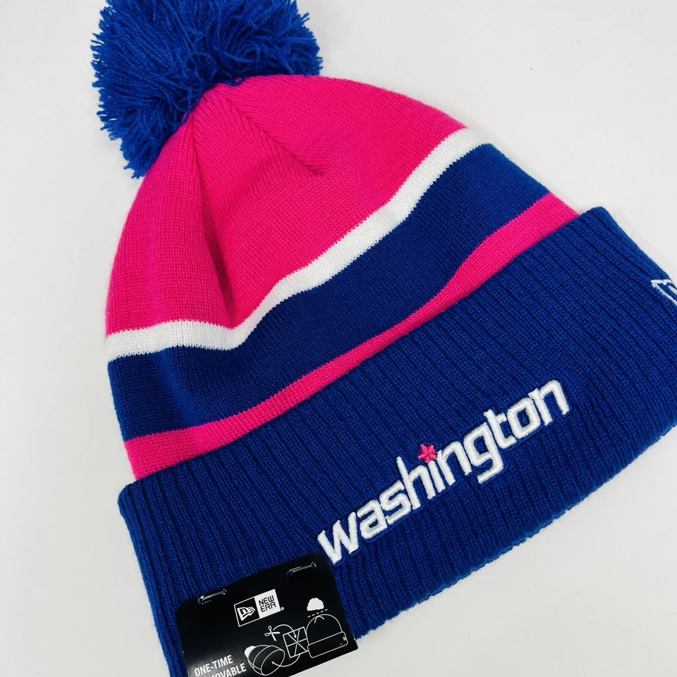 New Era NBA Washington Wizards City Gorro Tobogán Invierno Sombrero Azul Rosa OSFM Foto 4 de 4