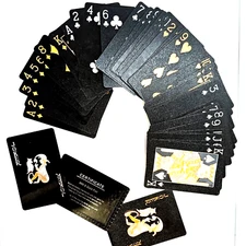 Black 999.9 Gold Foil Playing Cards Waterproof Poker Cards with Box