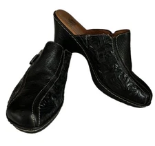 Sofft Mule Clogs Womens 8M Black Slip On Tooled Leather Casual Comfort