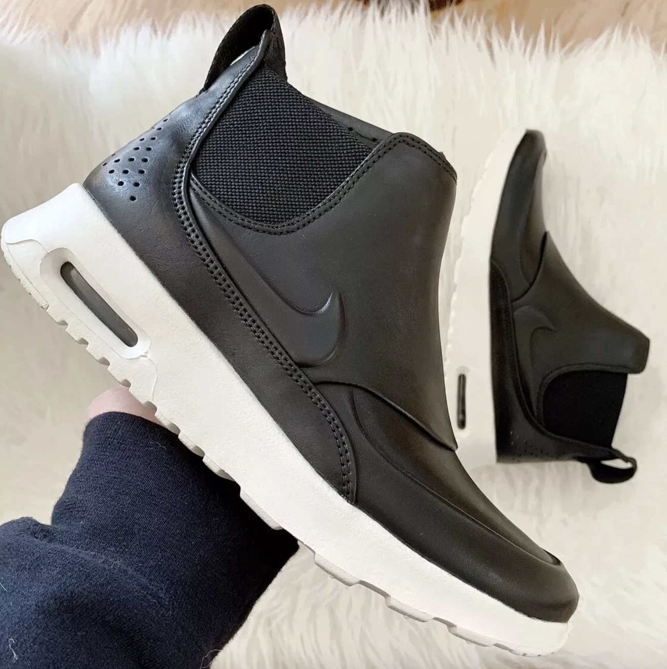 Scarpe sneakers donna Nike Air Max Thea High Mid in pelle NERE taglia 7 5 NUOVE