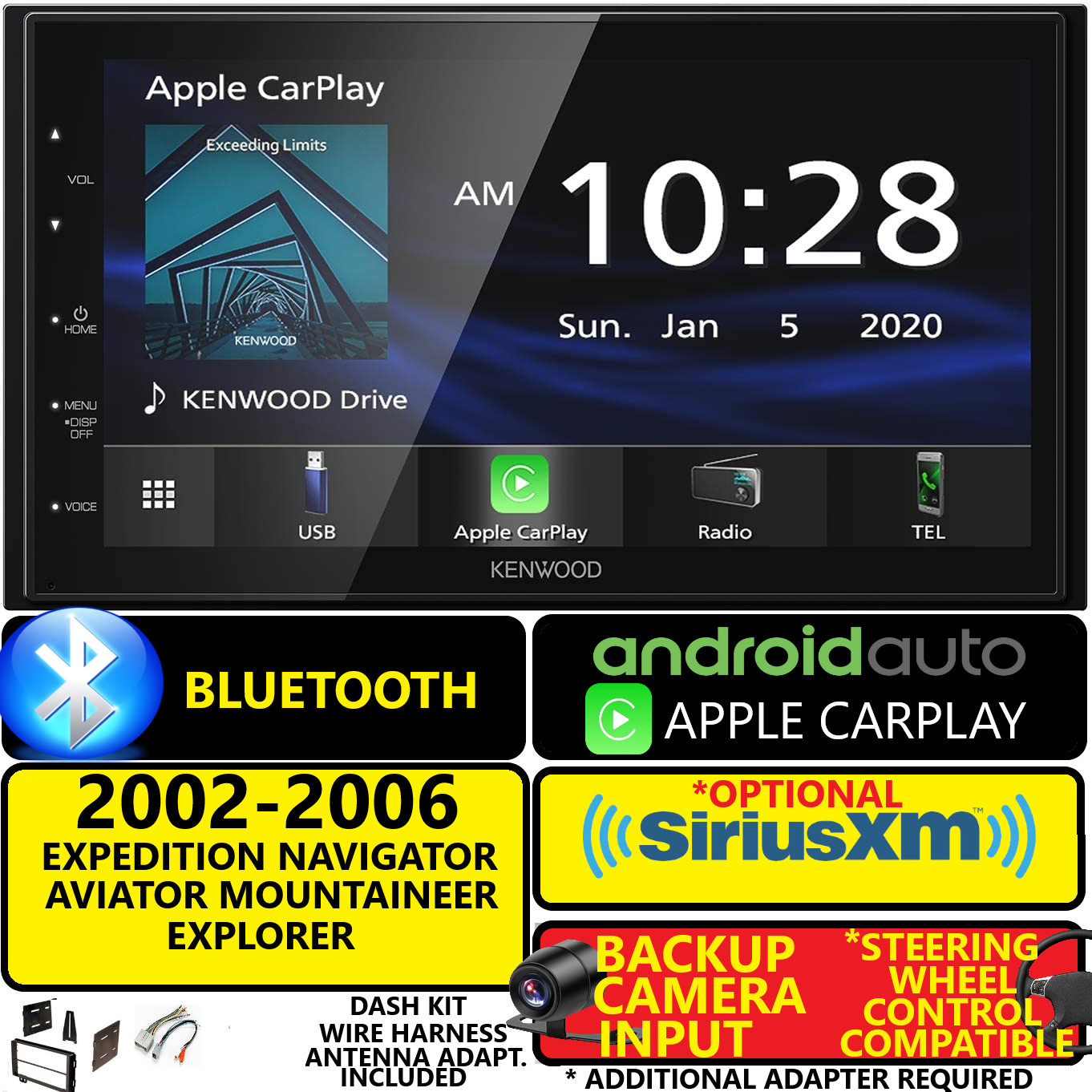 KENWOOD 02-06 FORD LINCOLN MERCURY NAV BLUETOOTH CARPLAY AND