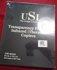 100 Sheets USI CLEAR Transparency Film for Infrared (Thermal) Copiers MX22 NIP