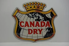 CANADA DRY CROWN  DIE CUT STEEL ENAMEL SIGN 16 1/2" HIGH X  16" WIDE