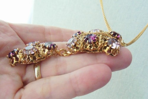 Collana con ciondolo da appendere MONNALUNA colore ametista chiaro e scuro strass - Foto 9 di 11
