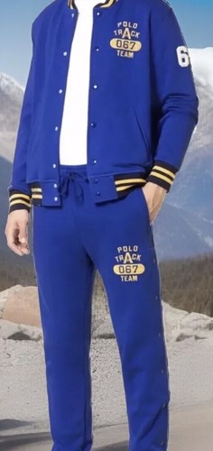 Neu mit Etikett Polo Ralph Lauren Herren Fleece blau Baseball Jacke/Jogginghose Set Track Logo Medium