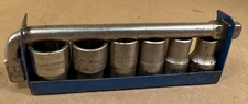 Vintage ELORA 1/2" Drive Socket Set in Tray w Breaker Bar BSW & BSF Sizes Marked