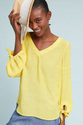 anthropologie yellow top
