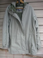 Women I.z. Sport Sage Green Microfiber Hooded Jacket Coat M L Fleece Lined Fall