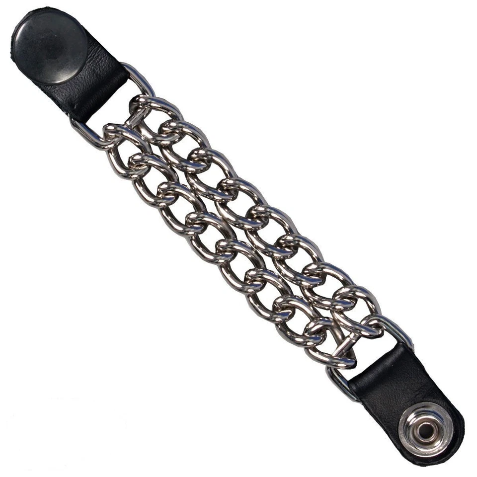 GALLANTO Black Snap Button Black Leather Vest Extender - Leather Waistcoat Accessories