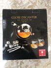 Whiskey Liquor Decanter Globe set + 2 Fine Spirit Etched Glasses w 8 Steel Cubes