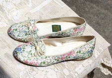 Vintage Mid Century Daniel Green Comfy Slippers Lame Brocade Size 6 - 7