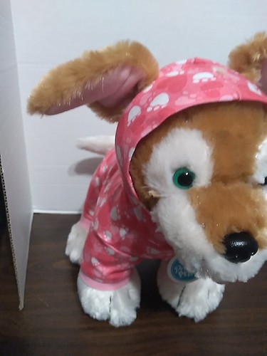 Build A Bear Promise Pets Brown + White Puppy Dog Plush w Pink Paw Print Hoodie - Picture 2 of 19