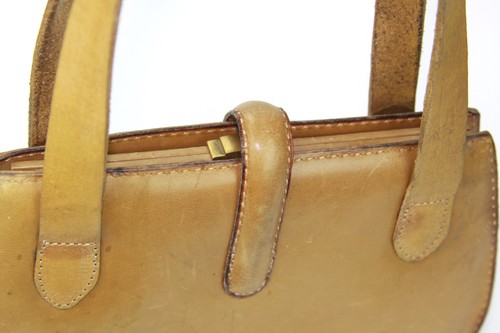 1940's (or earlier) GUCCI Leather Handbag Purse w/ Fabric Label Antique Vintage - Picture 7 of 11