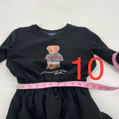 Polo Ralph Lauren girls size 6X Sweater Dress Bear Black pullover logo pockets - Picture 7 of 13