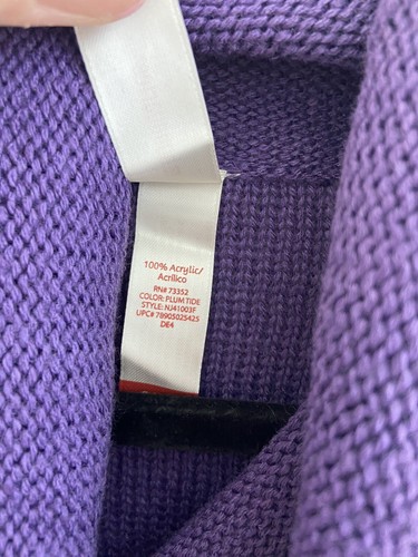 purple scoop neck short sleeve long sweater belt hoop women's size 3/5 - Picture 4 of 7