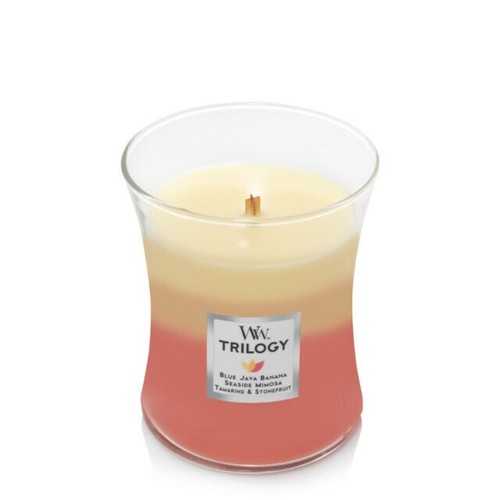 WoodWick Tropical Sunrise Trilogy Medium Soy Wax Candle Scented Fragrance Splosh - Foto 3 di 4