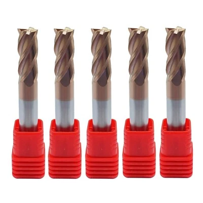 ZHOUZIMI 5 Pcs 5mm x 13mm X 50mm 4 FLUTE HRC55 CARBIDE END MILL - TiALN COATED