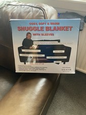 Adult Snuggle Blanket with Sleeves Warm, Cosy, Black Fleece