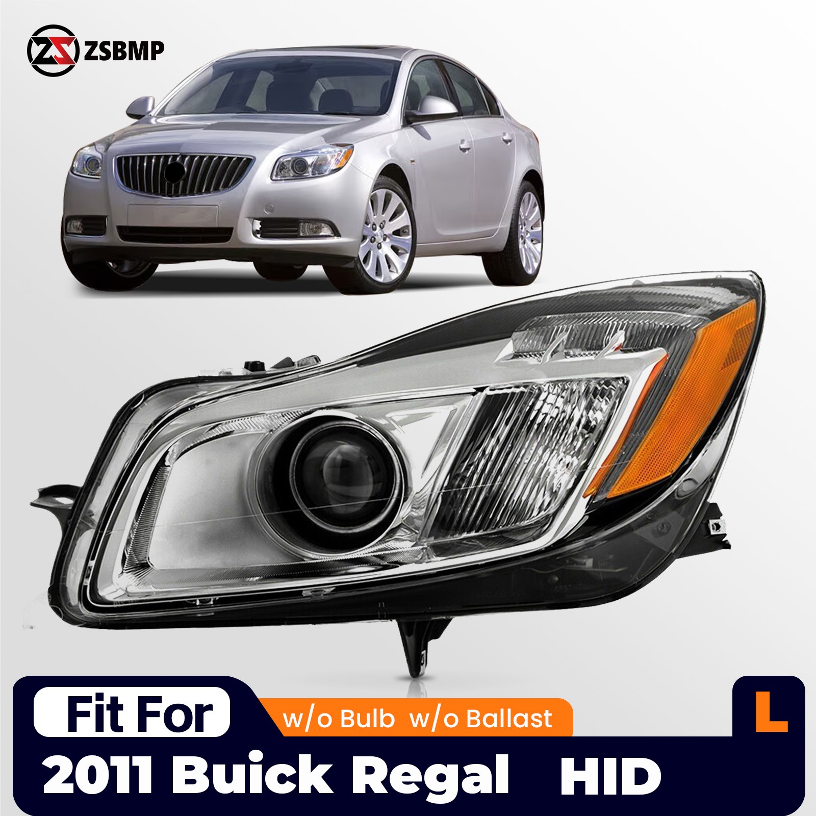 HID/Xenon Headlight For 2011 Buick Regal w/LED DRL w/o Bulb Left Driver Side