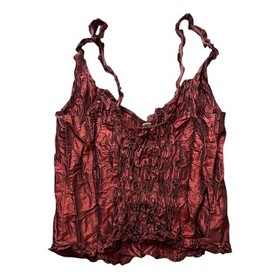 Vtg Y2K Anne Giorgio Lace up Corset Style Crinkle Tank Top L Whimsigoth Fairy