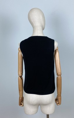 CHANEL Vintage Black Designer Pockets Logo Sleeveless Tank Top