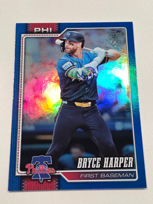 2026 Topps Series 1 Bryce Harper #250 Blue Rainbow Foil Parallel /150 Phillies