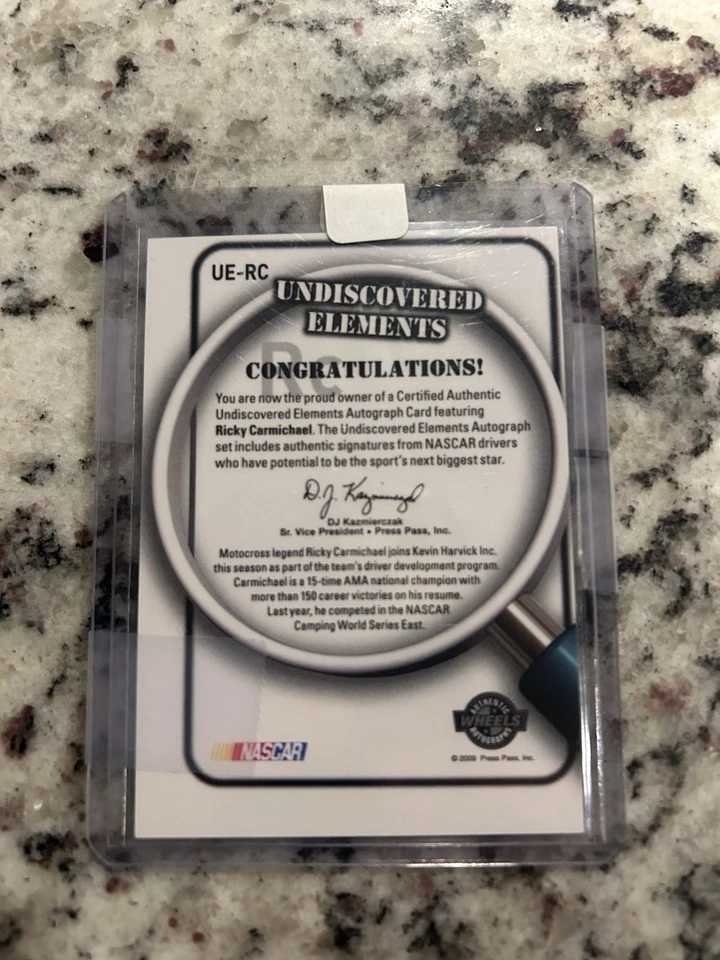 2009 Press Pass Wheels Undiscovered Elements Ricky Carmichael Auto /25 Red Rare - Image 2 of 2