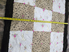 Handmade Lap Patchwork Quilt/Blanket Beige Cotton Baby Girl Nursery