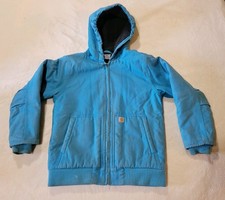 Carhartt Youth Insulated Canvas Hooded Jacket Blue S 7-8