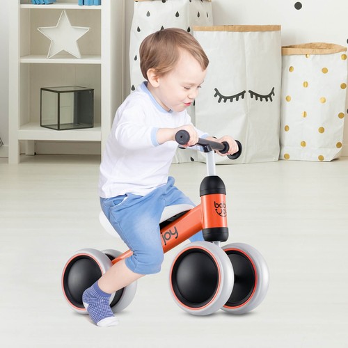 Baby Balance Bike Bambini 4 Ruote Deambulatore Giocattolo Bambini Giostre Arancione Natale - Foto 3 di 12