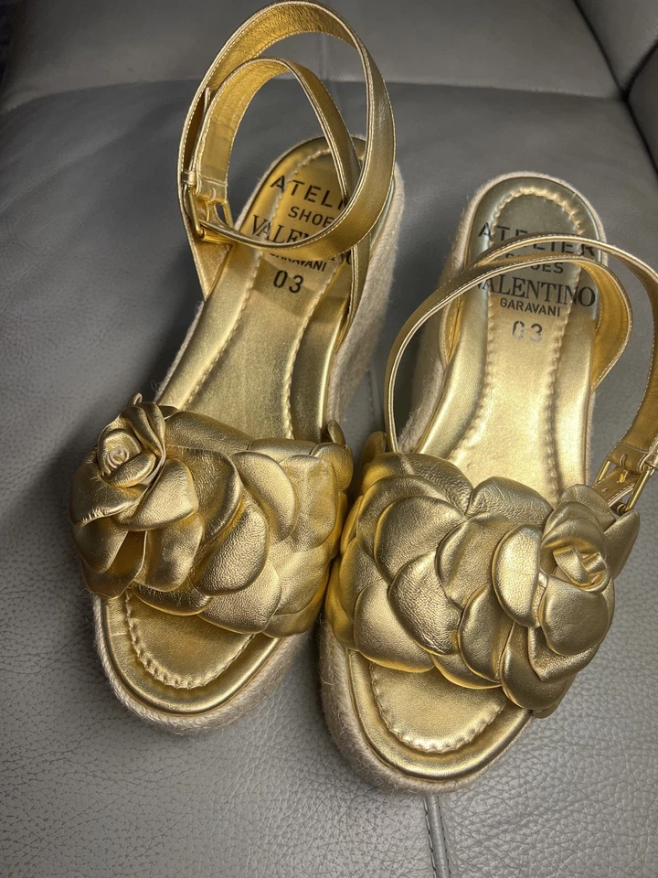 NUEVO Valentino Garavani Atelier 03 Rosa Cuero Metálico Alpargatas Sandalia EU 40 Foto 2 de 4