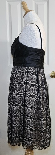 Vestido Max and Cleo Negro Encaje Correa Espagueti Plisado Corpiño Talla 8 NUEVO $158 Etiqueta - Imagen 4 de 9