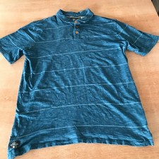 Quicksilver Waterman Collection Polo Shirt Men XXL Blue Striped Short Sleeve