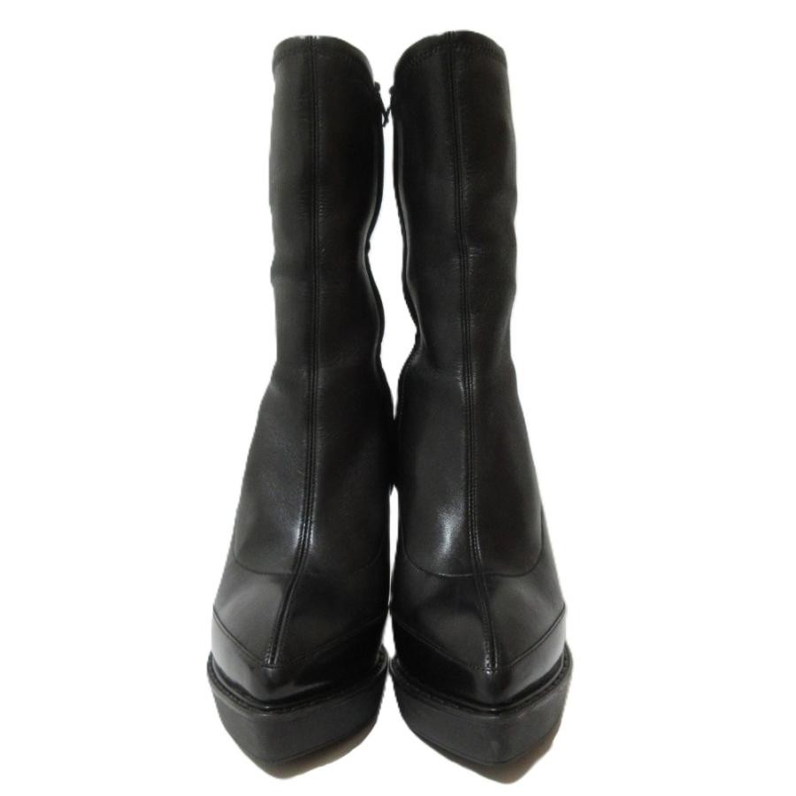 GUCCI Women's Short Pointed-Toe Leather Boots Size:34.5/JP:21.5 141180K Authen thumbnail 2